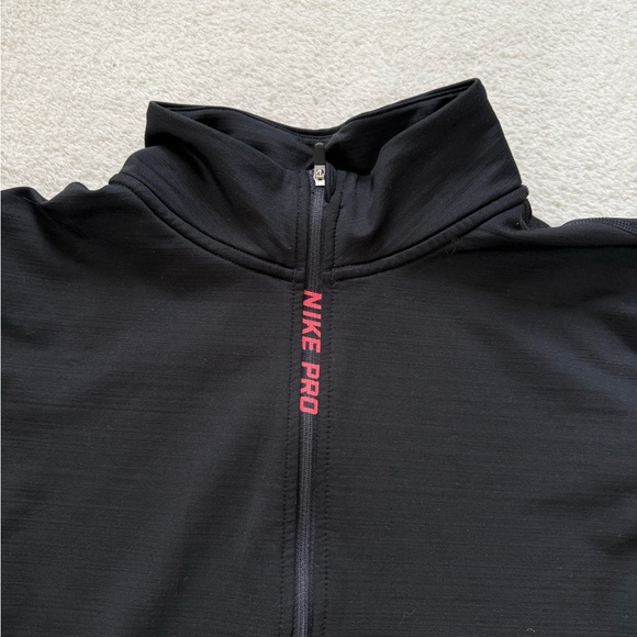 Nike Womens Pro Hyperwarm Top Size XL Black Pullover 1/2 Zip Long Sleeve 803140 - Picture 3 of 9